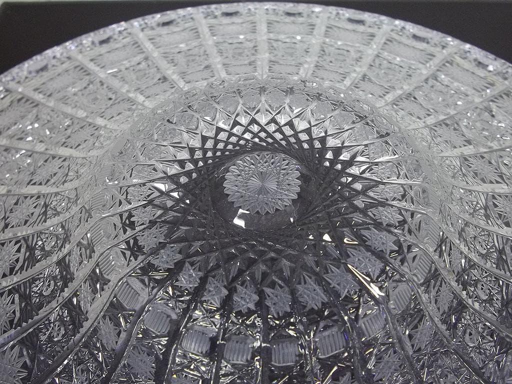 ボヘミアガラス 飾り皿 大皿 直径35cm ボヘミアンガラス ボヘミアングラス