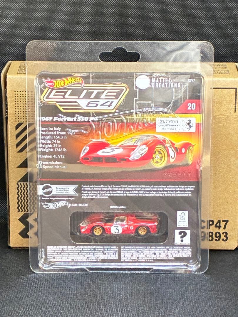 ミニカー Hot Wheels Elite 64 1967 Ferrari 330 P4