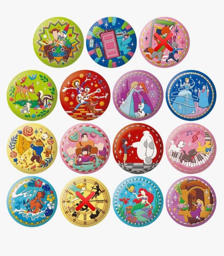 Disney Characters 刺繍缶バッジビスケット2 新品未使用13個