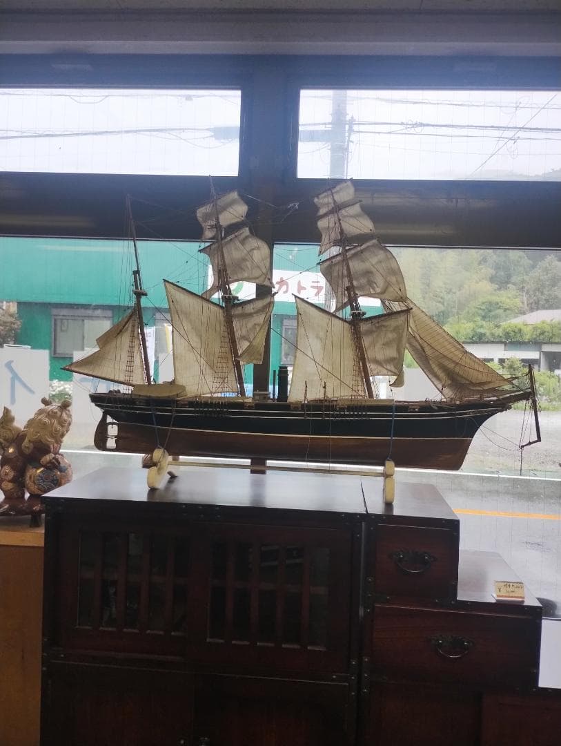 木製帆船模型 約60cm 未清掃現状品 インテリア 一品もの