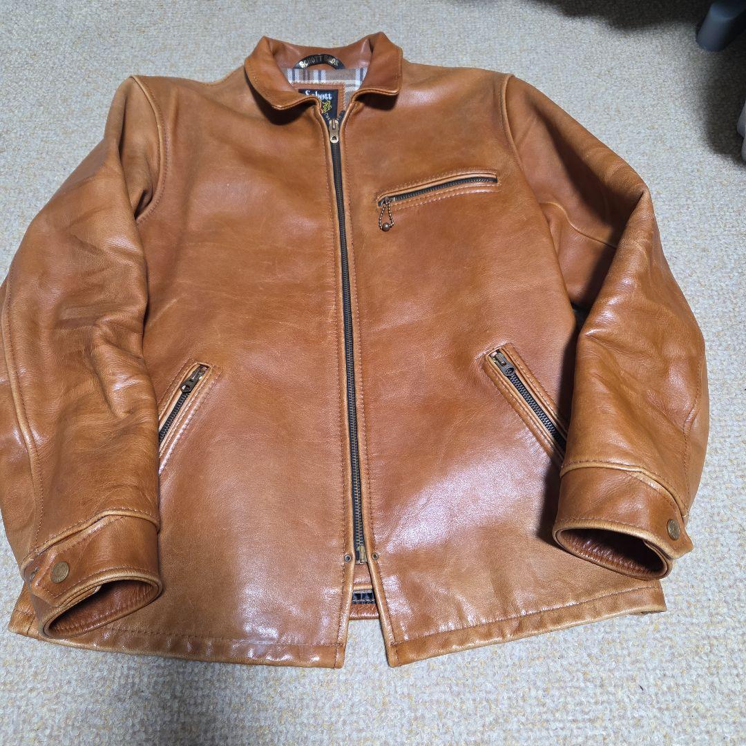か*す様 Schottシングルライダース本革ブラウン