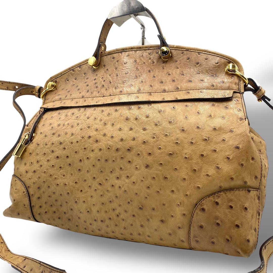 フルラ ハイパー ショルダーバッグ 2way オーストリッチ A4 斜め掛け