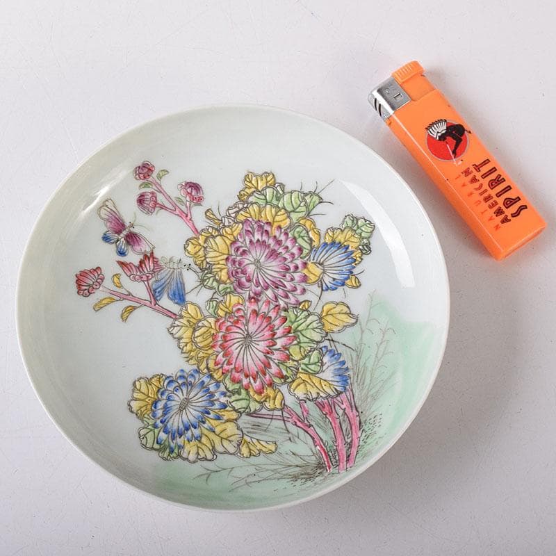 中国　大清乾隆年製　粉彩　花鳥文　皿　C　7821