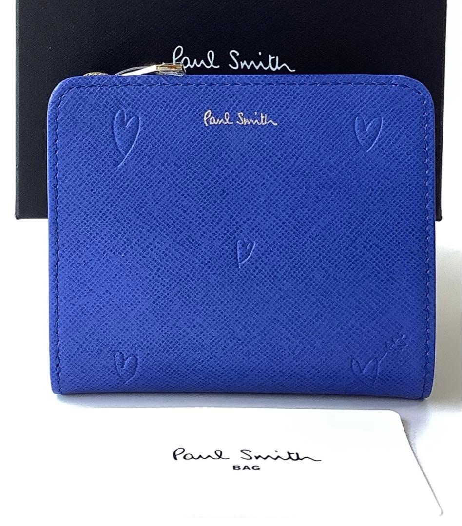 チャタロウ様★新品★ポールスミス★スミシーハートLファスナー２つ折り財布★ブルー
