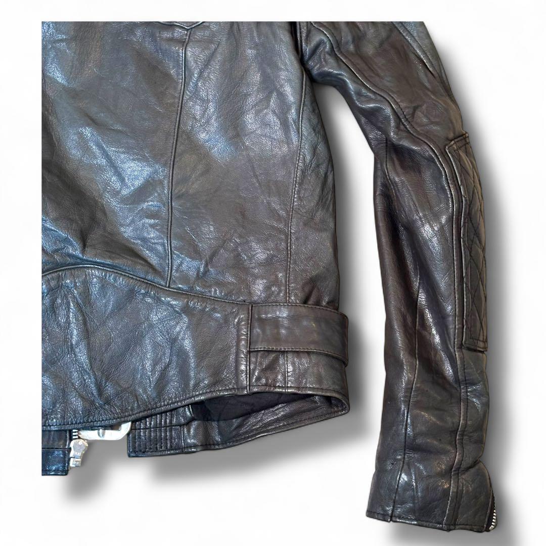 美品 PRIVATE BRAND AG ゴートスキン レザーライダースJKT
