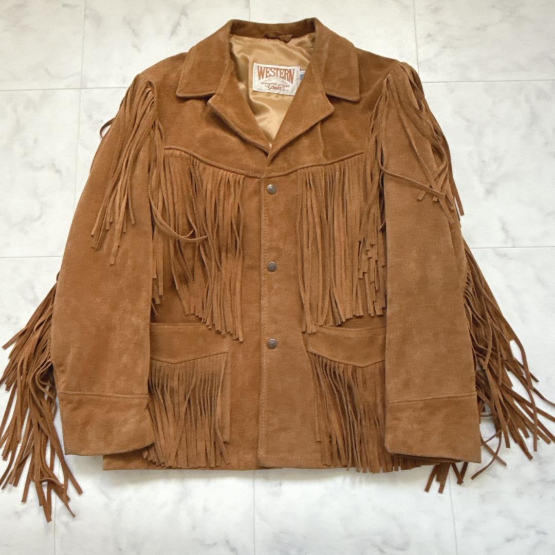 Schottショット395ウエスタンジャケット フリンジ スウェード 38