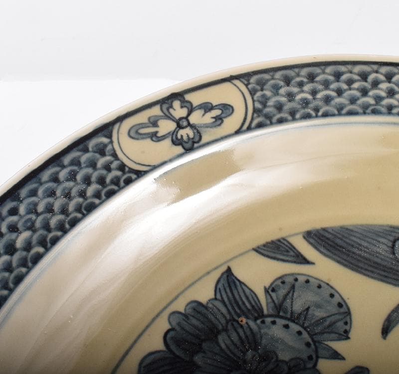 中国　青花　鳥花文　大皿　飾皿　C 3542C