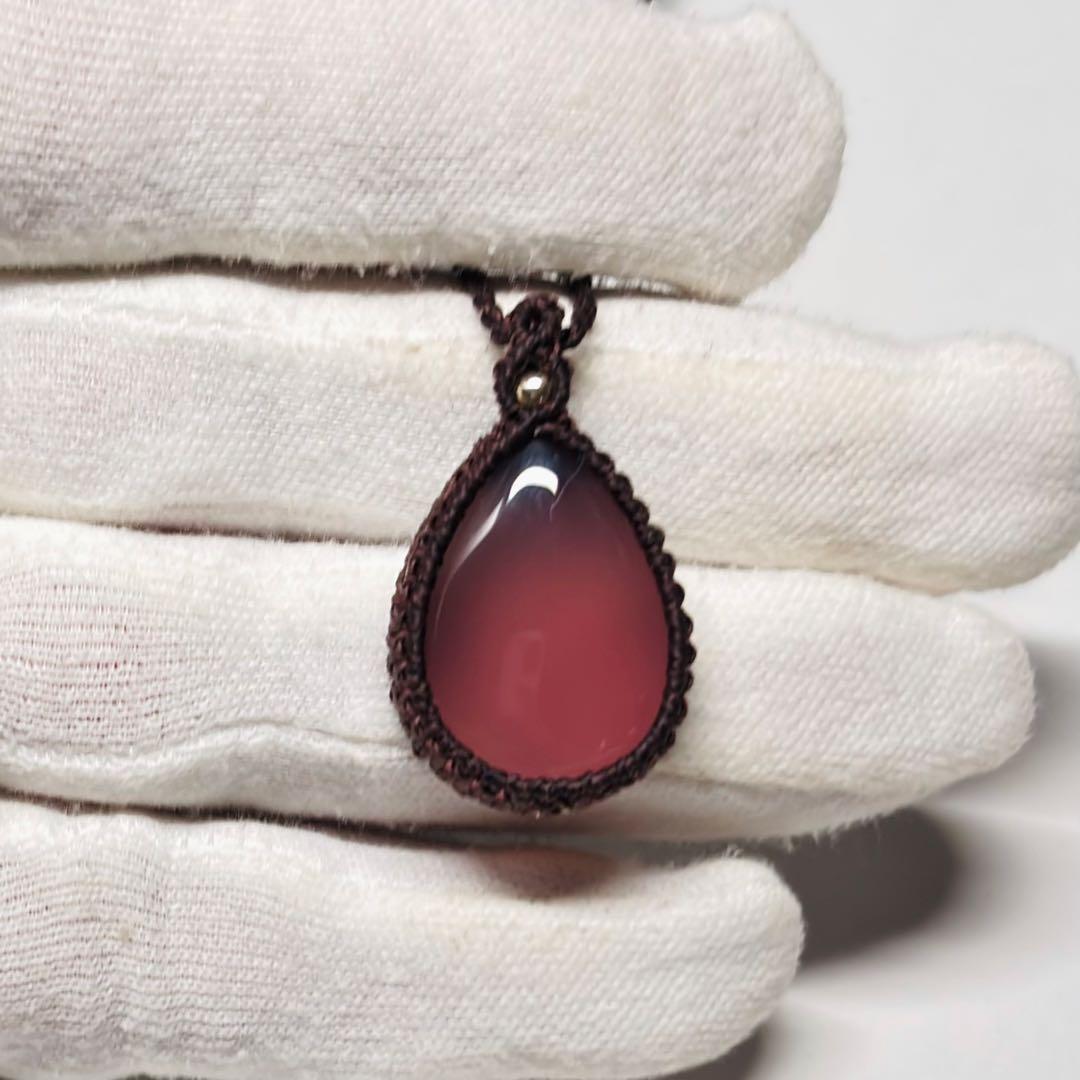 #2257 ⑥♡瑪瑙&オパライト天然石♡マクラメネックレス　ペンダント