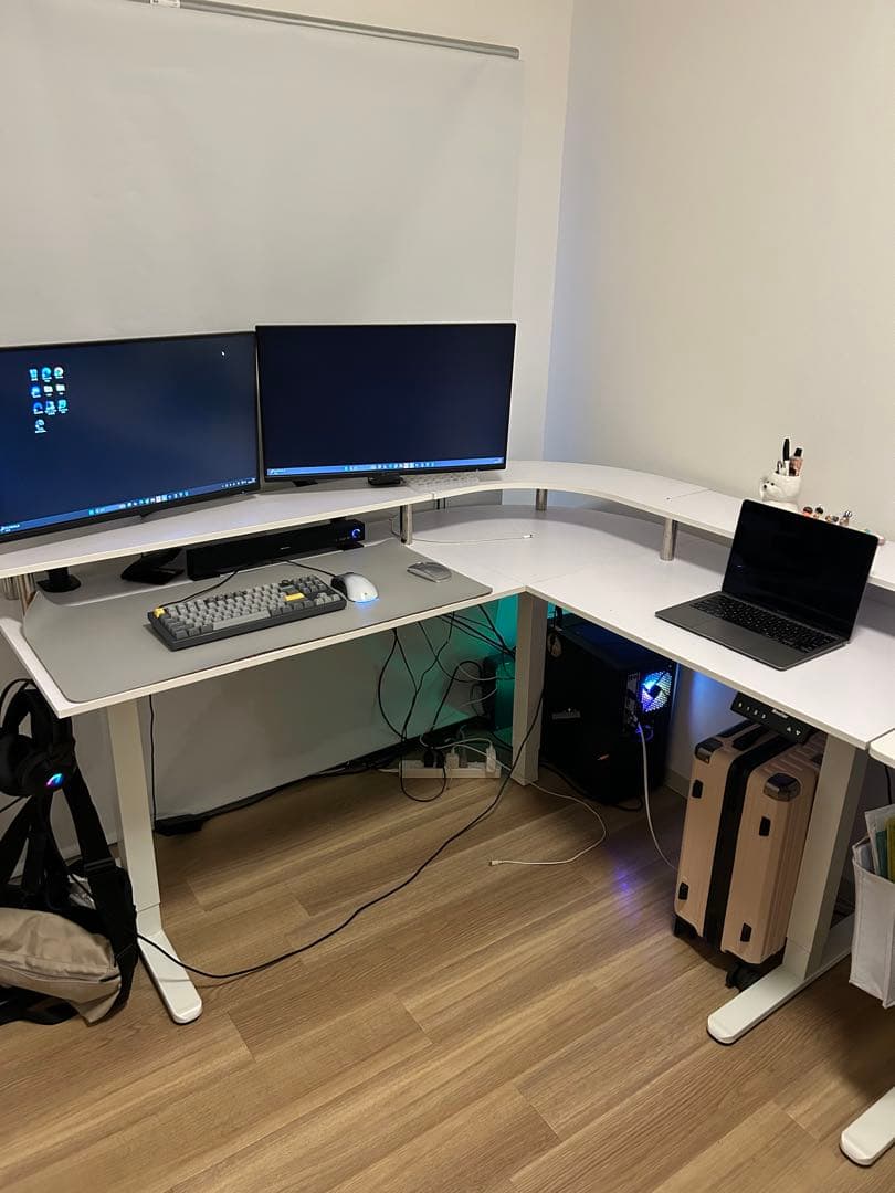 L字型ホワイトパソコンデスク