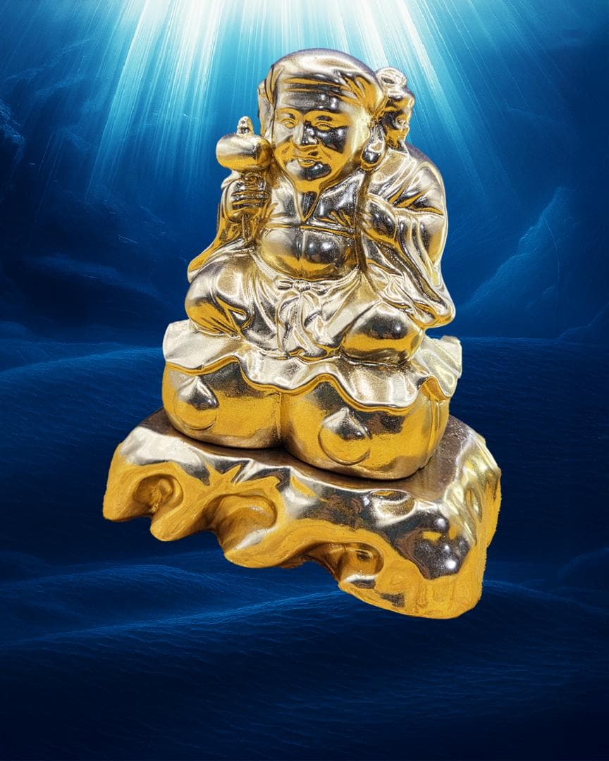 三面大黒天-手彫り仕上げ-黄金-黒檀-基本セット