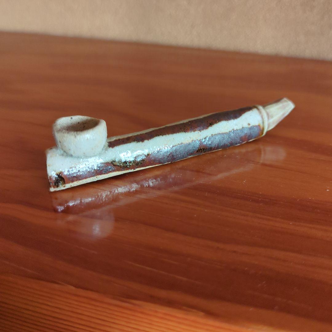 陶器製煙管 木箱付き　織部焼　織部　箸置き