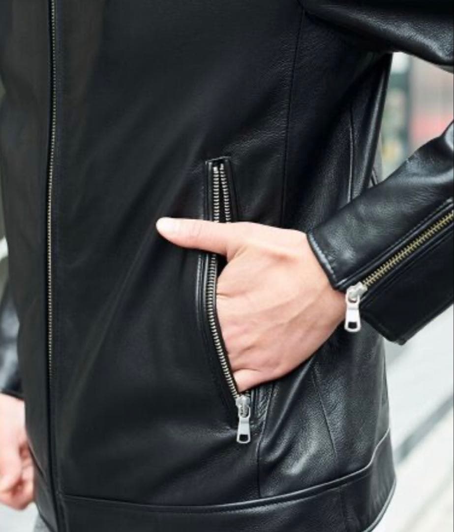 TETE HOMME ラムレザーシングルレザーライダース ジャケット