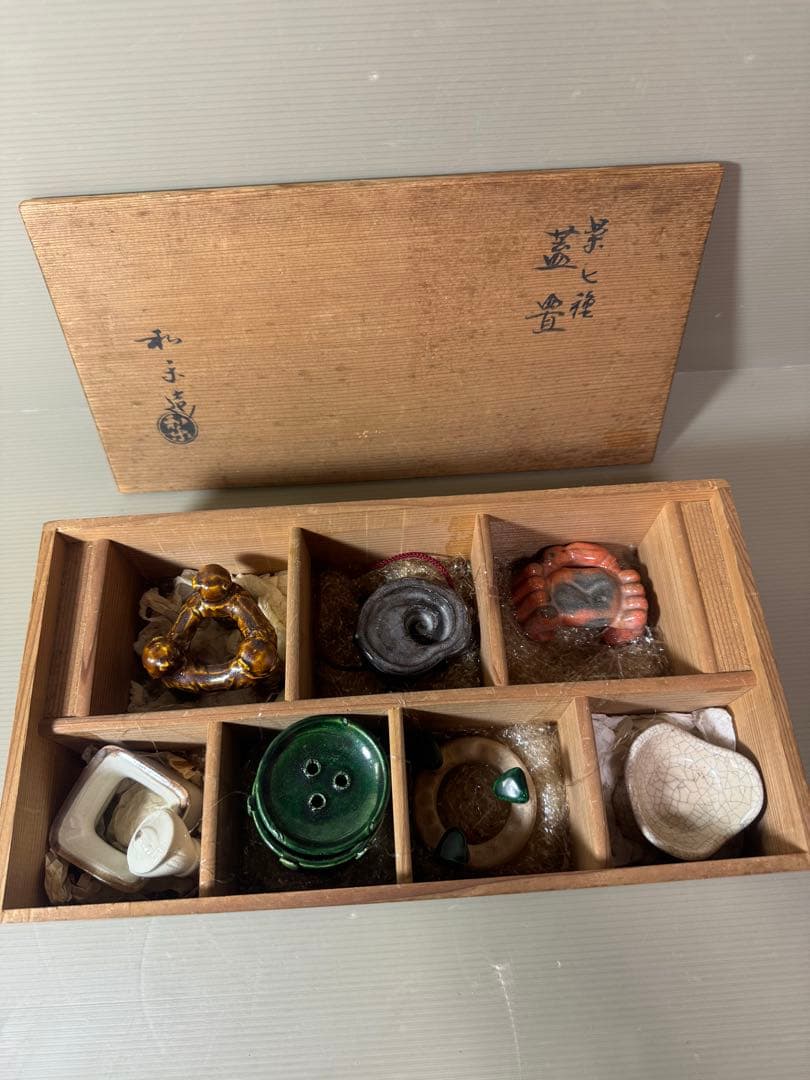 2885 川崎和楽作　楽七種　蓋置　7客　茶道具
