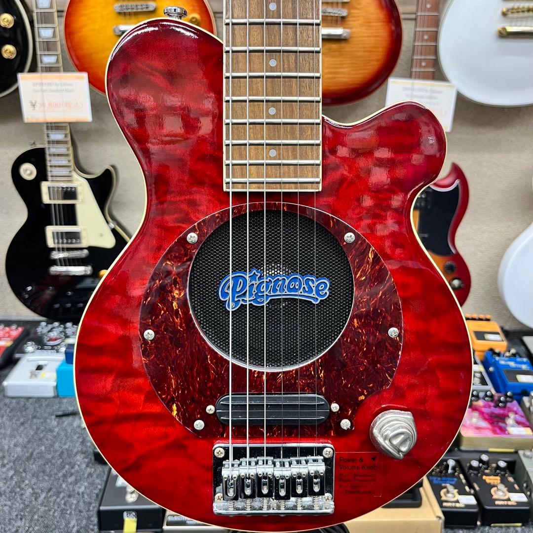 【10854】 Pignose ピグノーズ キルトトップ レッド ミニギター