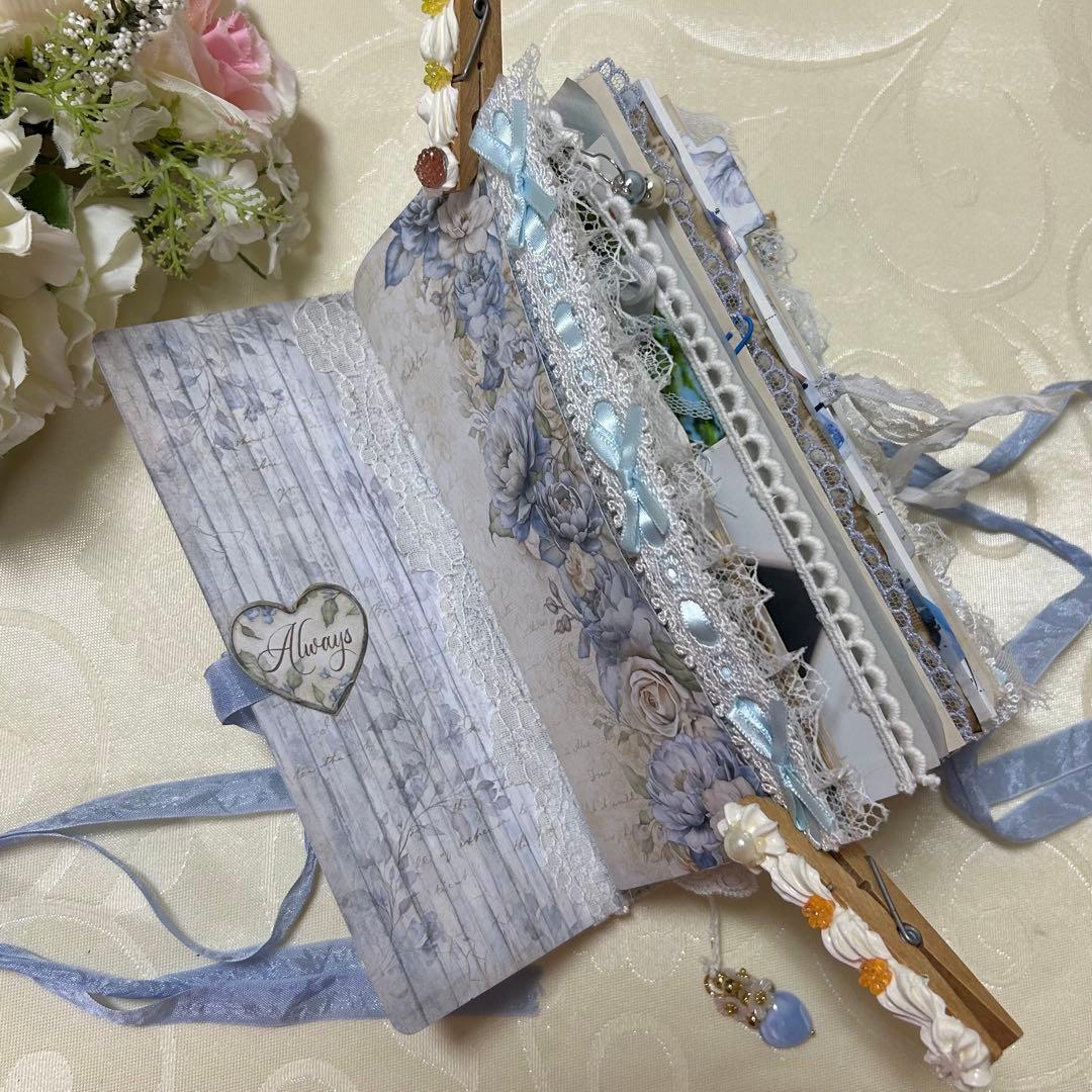 薔薇とレースのジャンクジャーナル・雑記帳　Blue Wedding