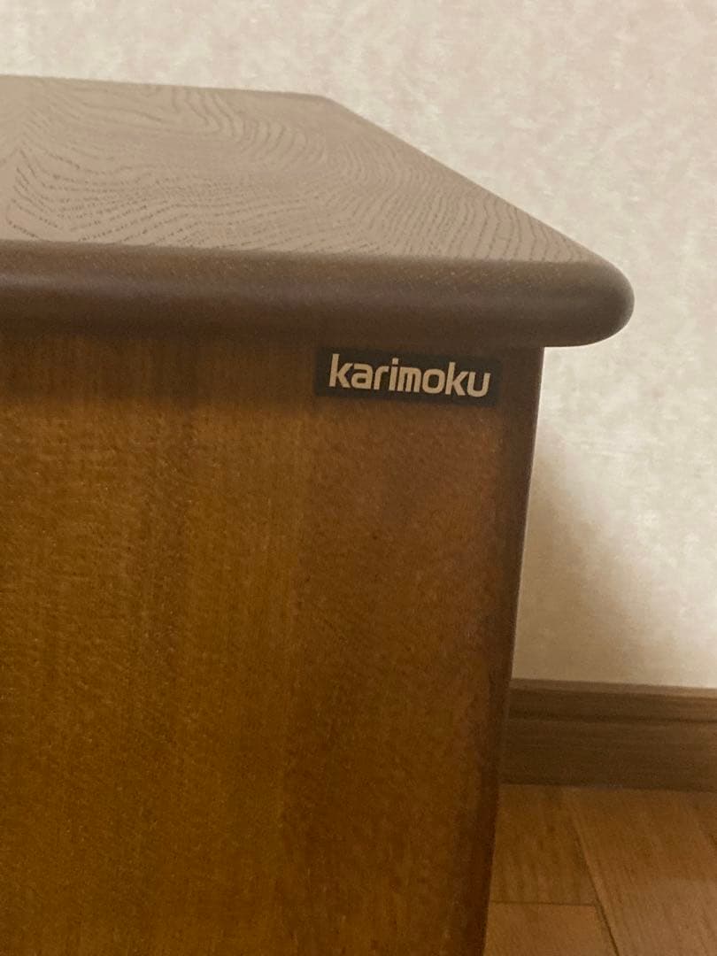 カリモク　引き出し付き回転テーブル　電話台