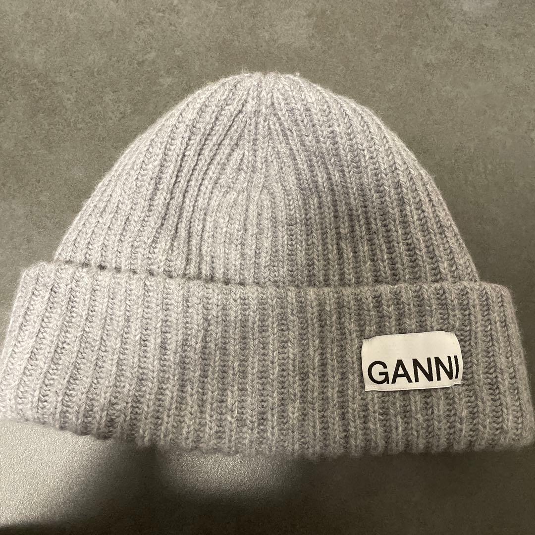 GANNI グレー ニットビーニー