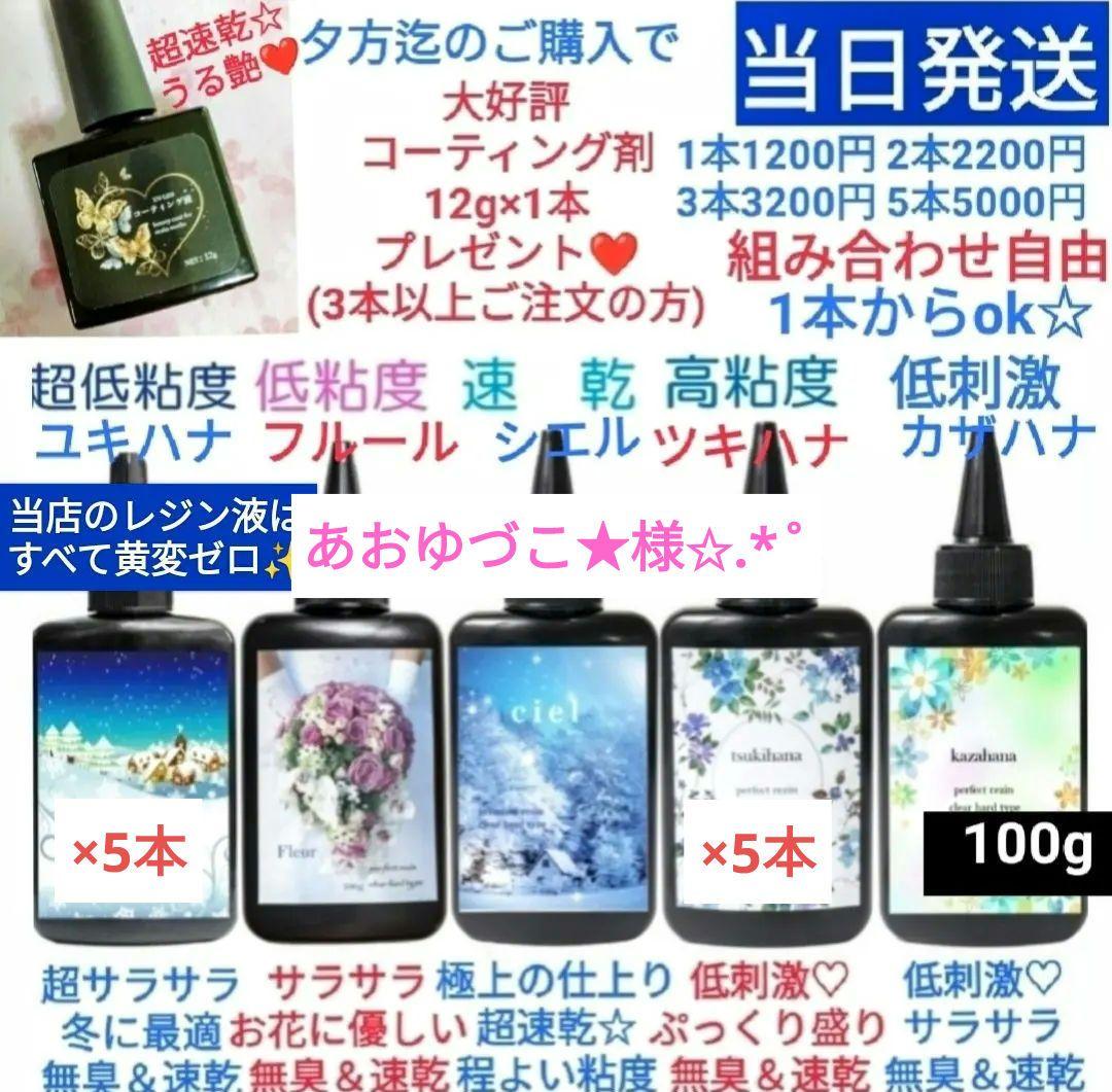 専用レジン液 ユキハナ5本、ツキハナ5本、コーティング剤付き✩.*˚