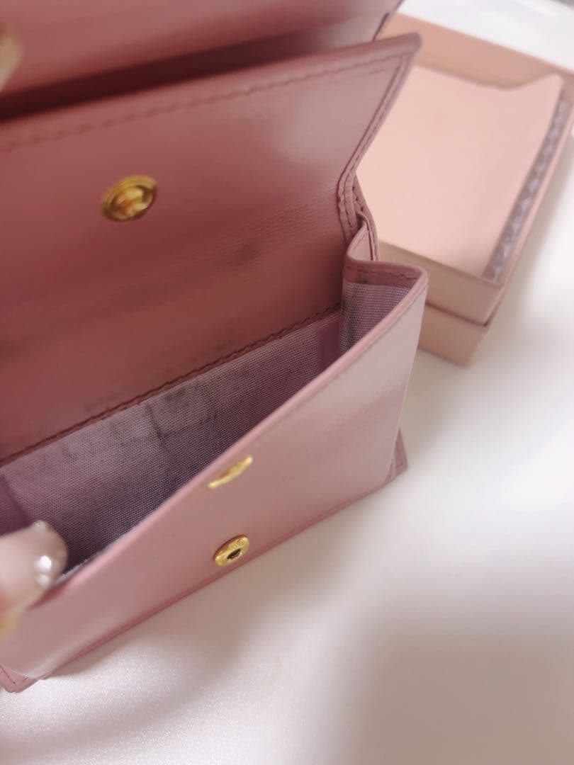 Miumiu ミュウミュウ クロコダイルプリントレザー二つ折り財布 ROSA