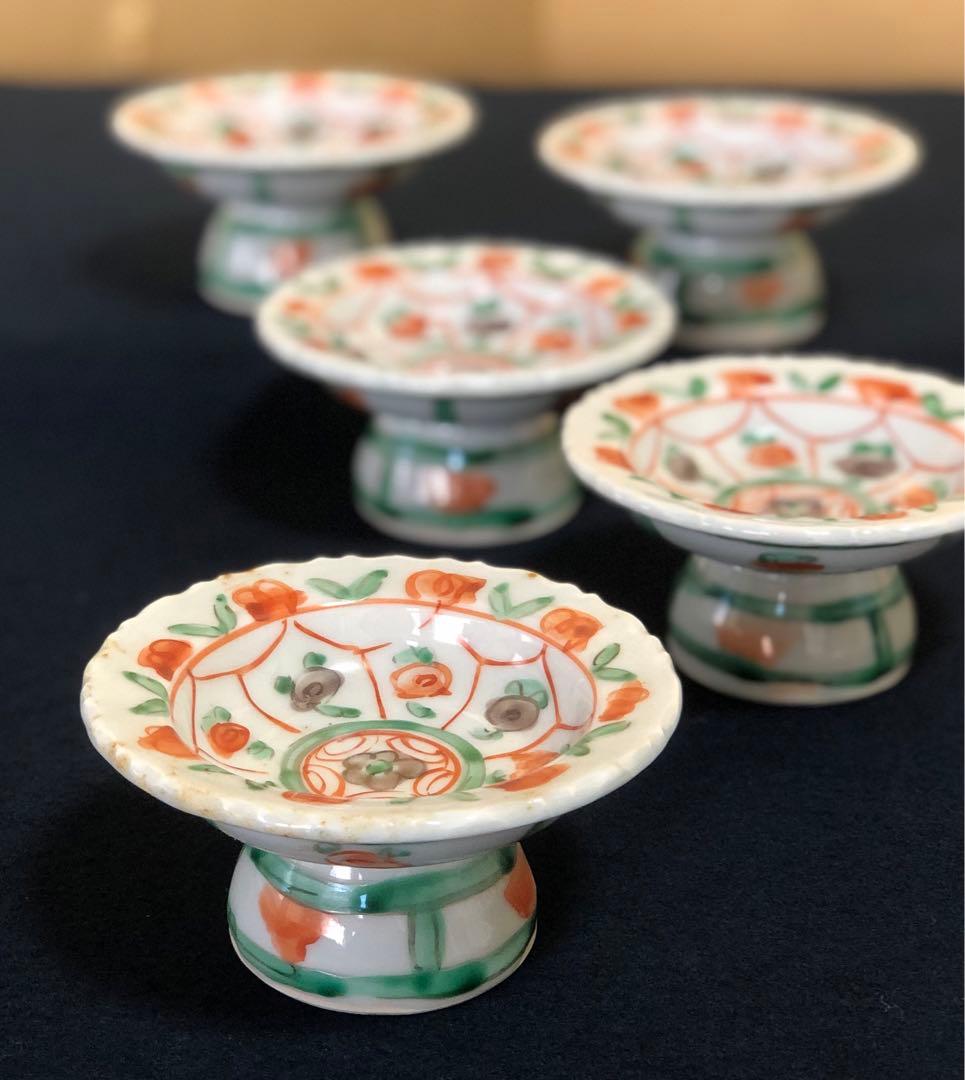 割引❗️《レ》九谷焼 須田 菁華 安南 色絵 台皿5客　1f