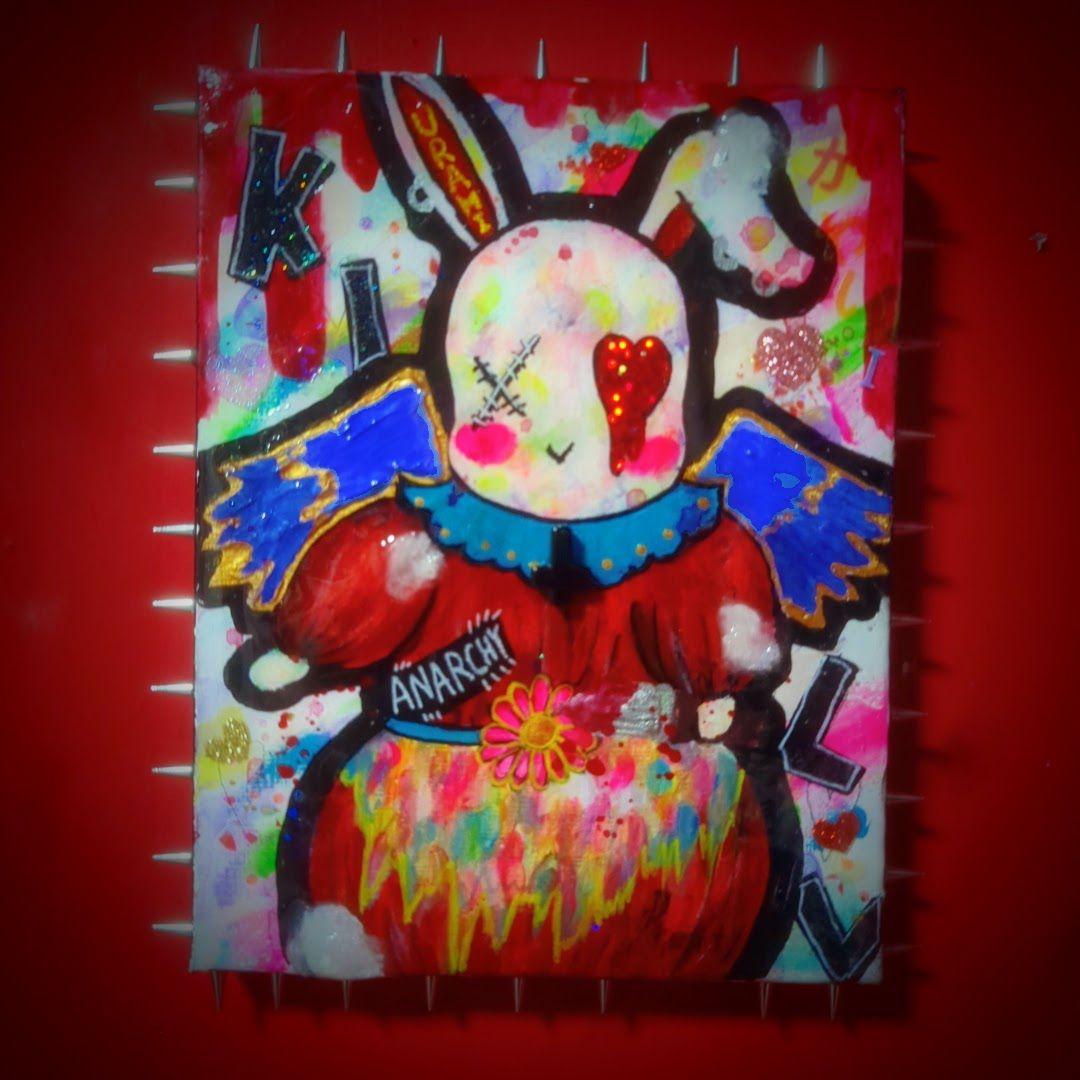 【一点物イラストアート】Killer Bunny【F0号】現代アート