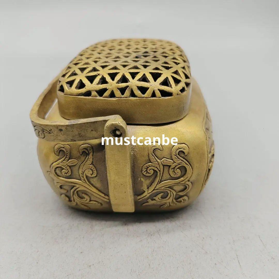 銅製 提梁暖手炉 香り炉 茶道香炉 香道具 装飾品 工芸品 置物