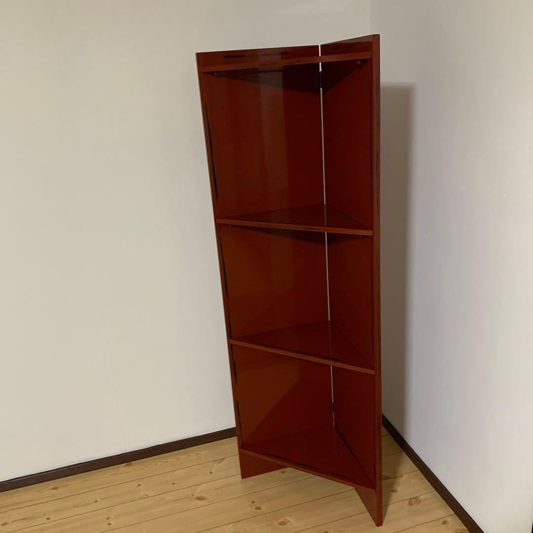 根来塗 コーナーラック 和風 民芸品 和室 飾り台 旅館 和モダン 朱色 レトロ