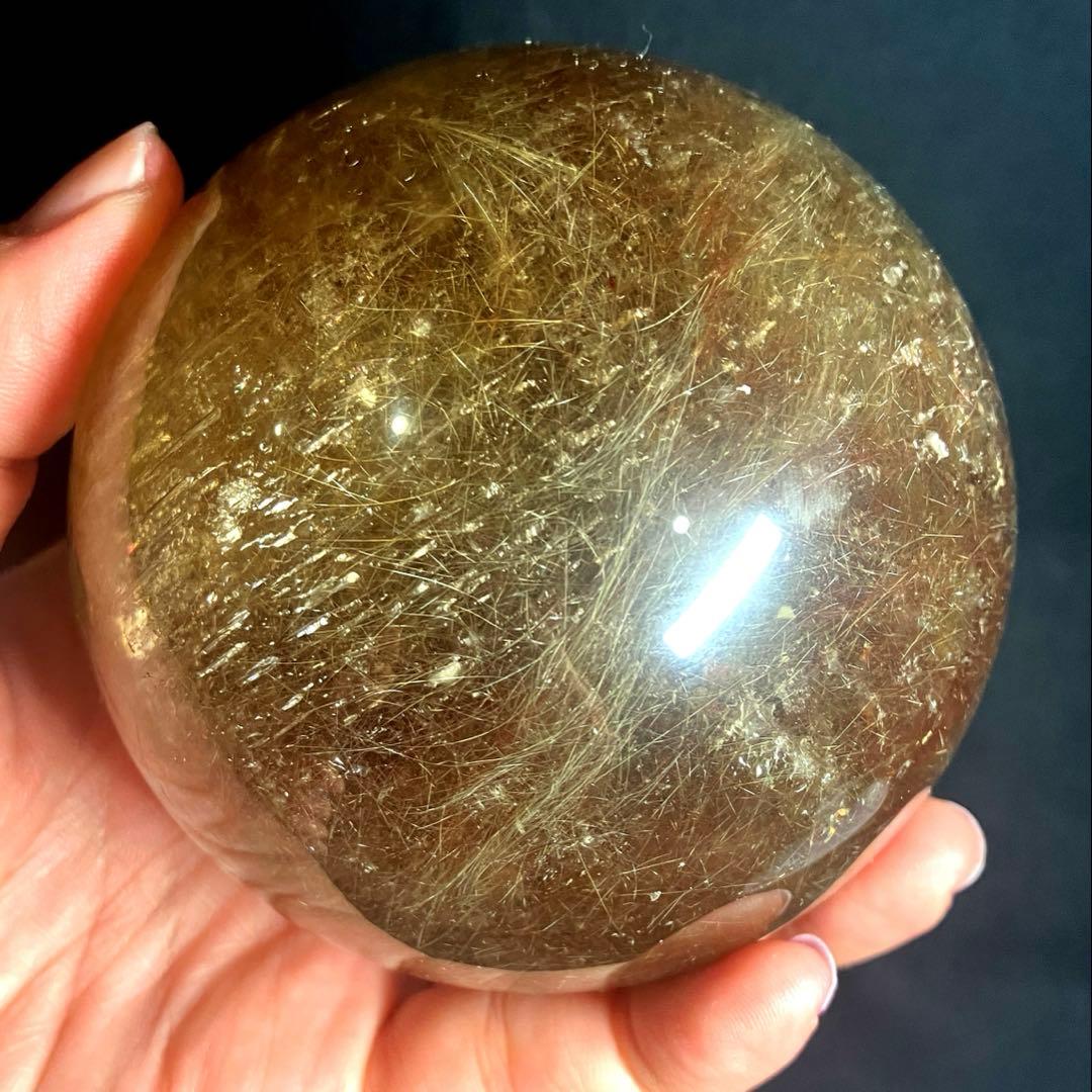 超特大　84mm ゴールドルチルクォーツ　金針水晶　パワーストーン