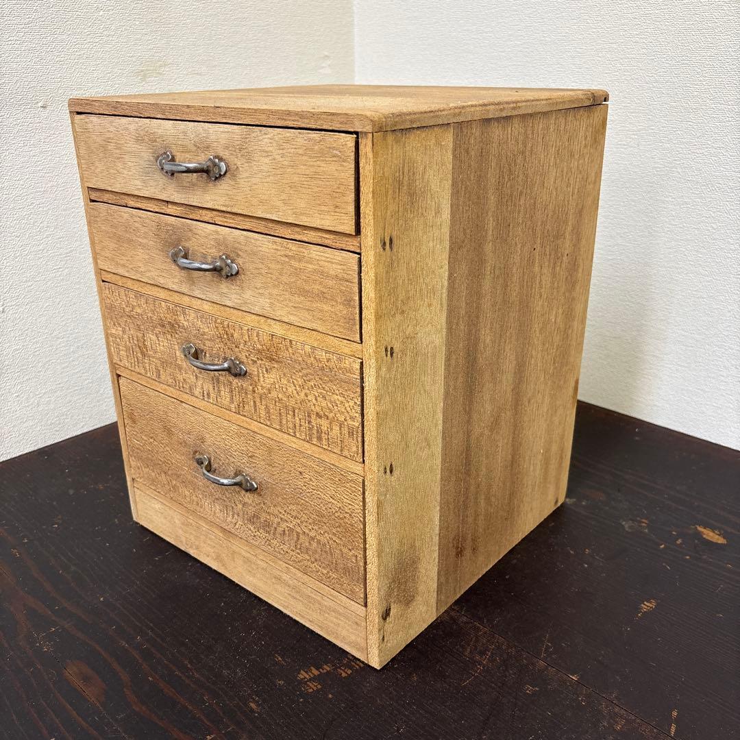 レトロ　剥離　木製4段引き出し収納 無垢材／アンティーク　古道具