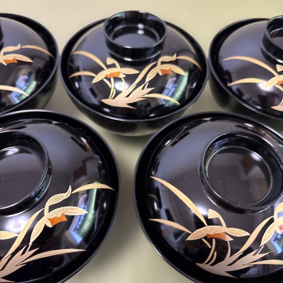 会津塗　特選漆器　竹峯　御吸椀揃　（お椀5個入り）