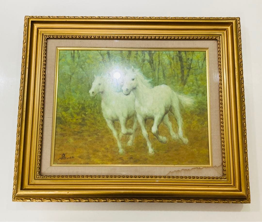 松岡克 【白馬】肉筆 油彩 直筆サイン 孤高の画家 渾身の傑作 洋画家