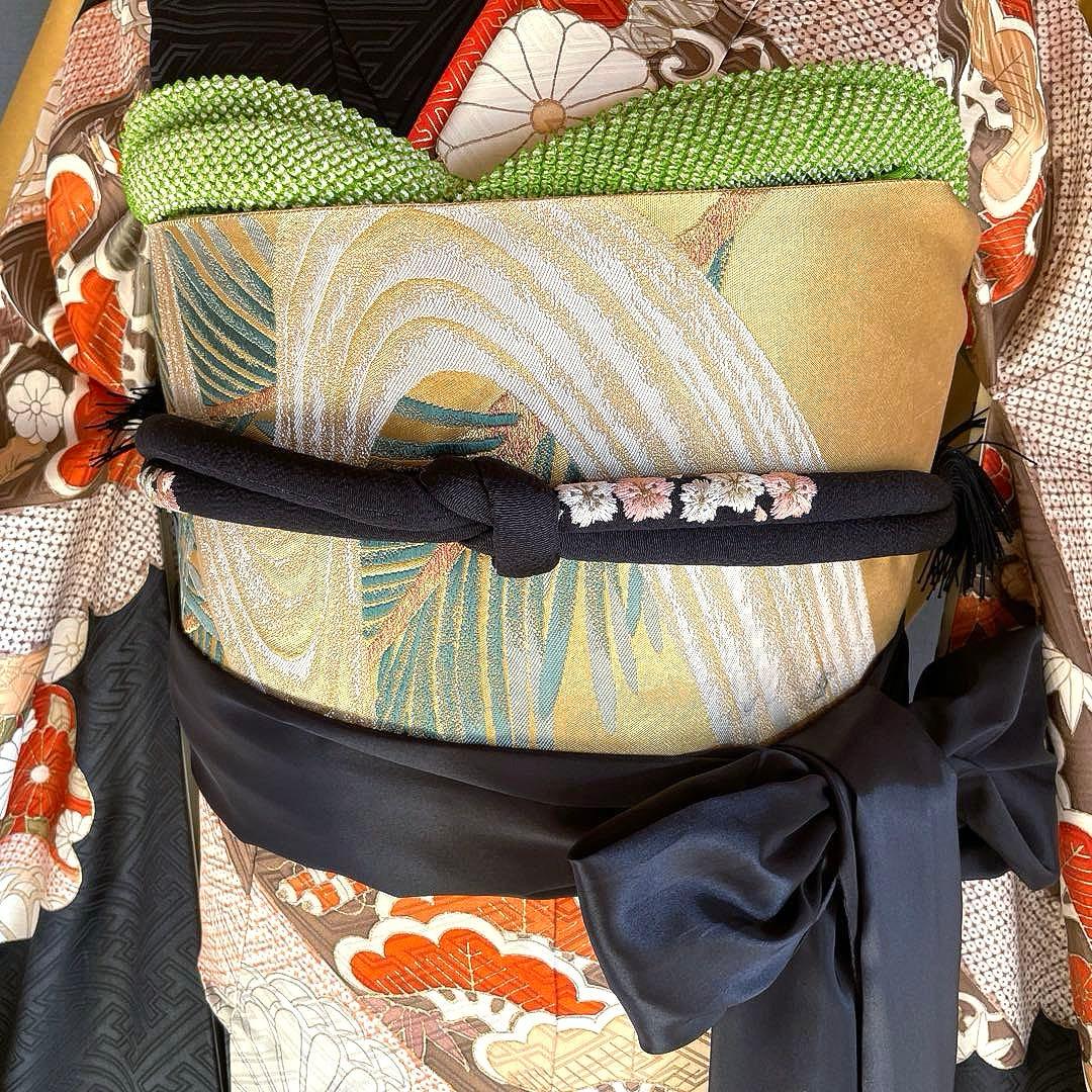 振袖フルセット　高身長　紋意匠　手描き友禅　成人式振袖　振袖　裄丈68 黒