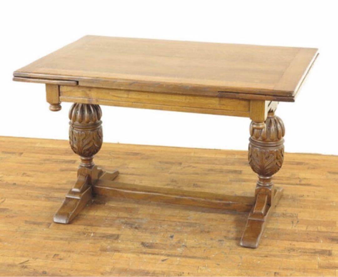 英国　アンティーク オーク　伸長式ダイニングテーブル ドローリーフテーブル