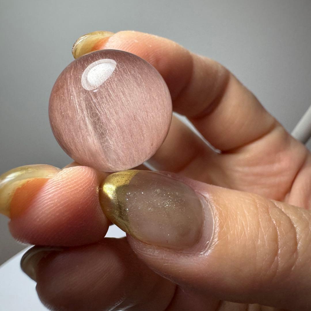 天然石　粒　インテリア　ピンク　サゲニティック　置物　シャトヤンシー　一点もの