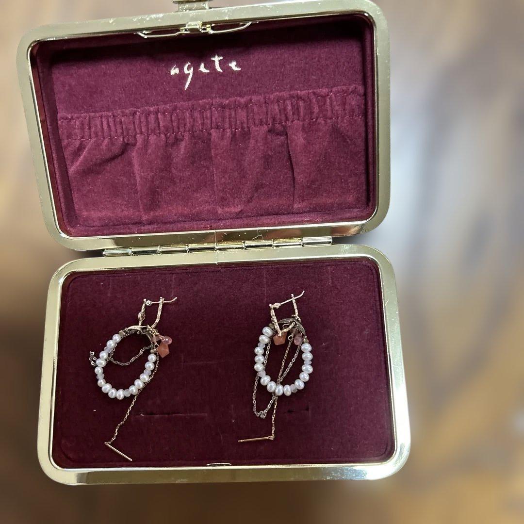 agete　K10 charm 付きピアス　ケース付き