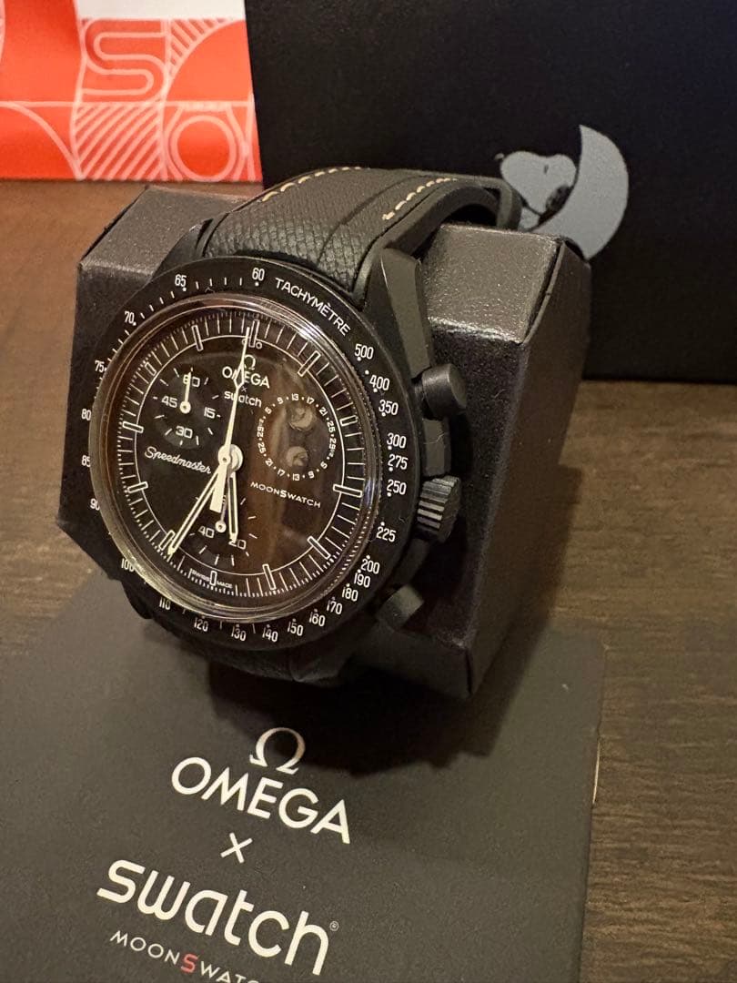 OMEGA × Swatch × snoopy 黒 スヌーピー