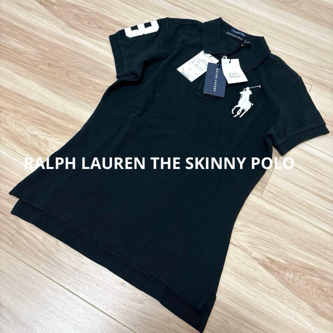 ▪️RALPH LAUREN スキニーポロ　ビッグポニー　タグ付　ブラック　M