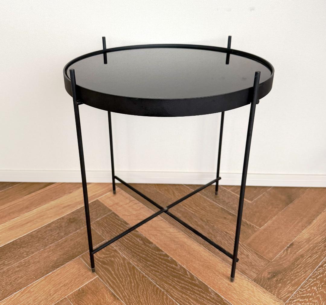 Zuiver★ガラストップ サイドテーブル/コーヒーテーブル アイアン 折り畳み