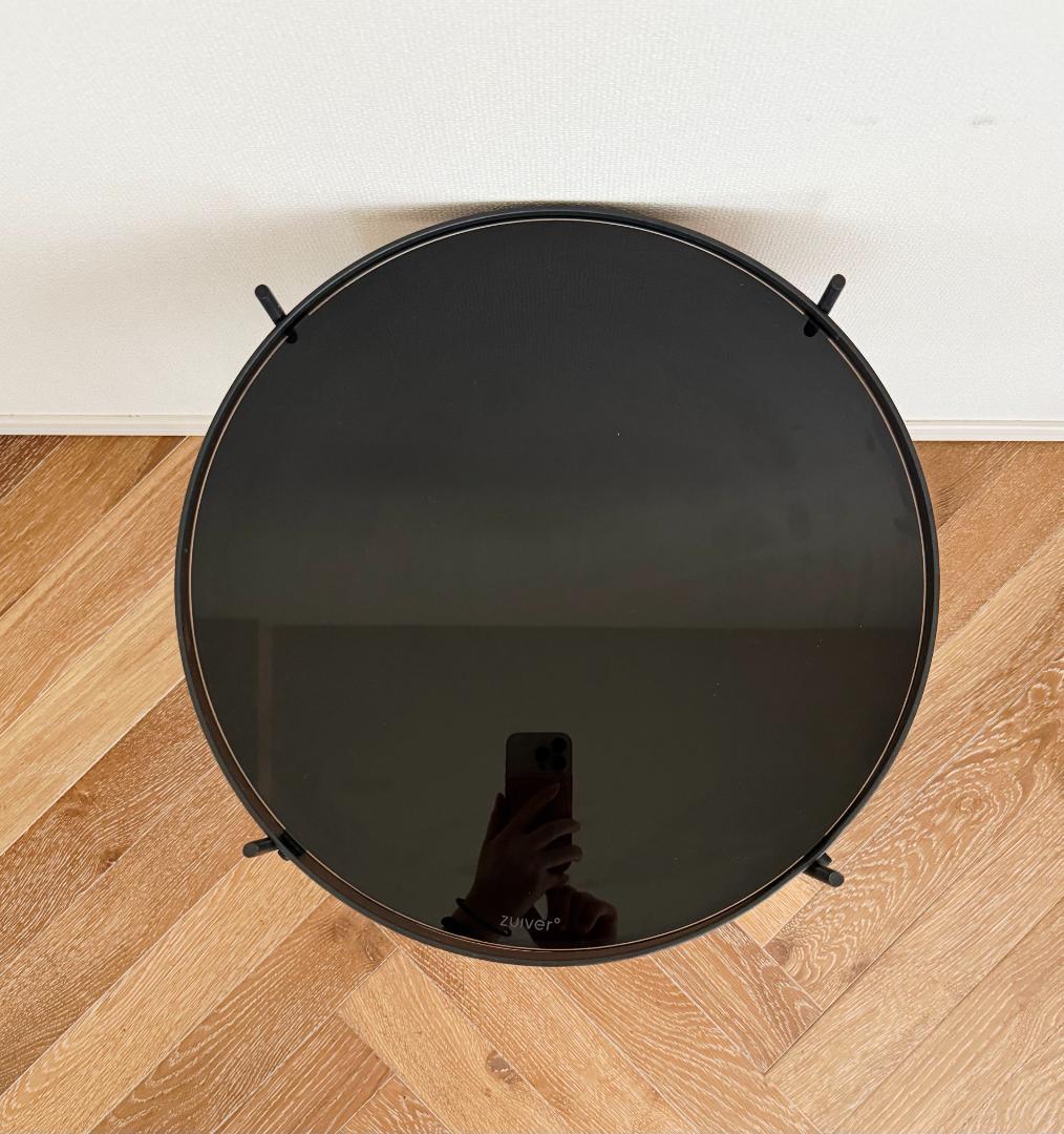 Zuiver★ガラストップ サイドテーブル/コーヒーテーブル アイアン 折り畳み