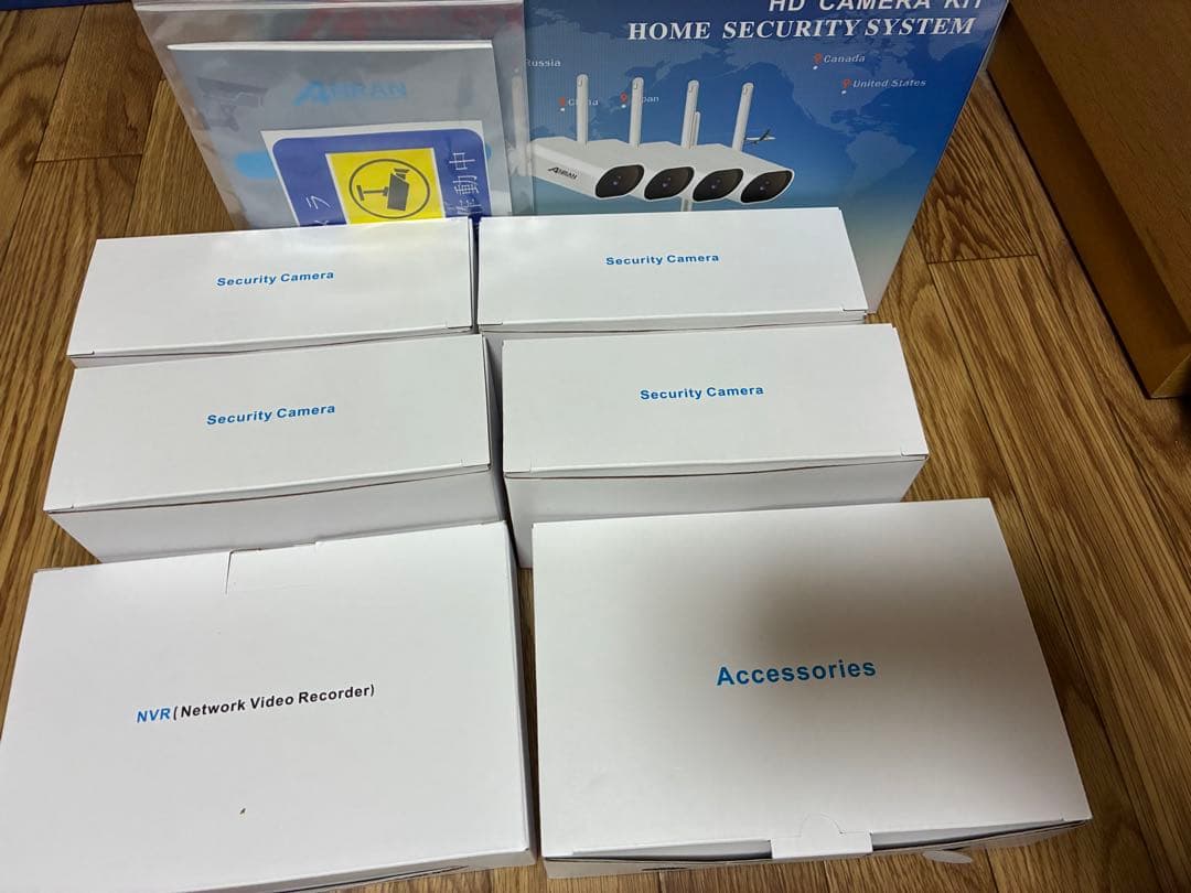 新品ANRAN防犯カメラ無線ダブルアンテナ型4チャンネルセットHDD無し