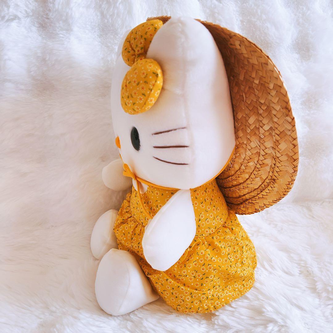 希少レア　ハローキティ　ぬいぐるみ　夏　ひまわり　麦わら帽子　平成レトロ