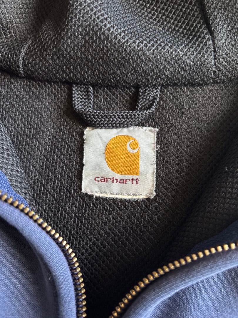 しょう様carhartt ジップパーカー 裏地サーマル 企業系刺繍 ネイビー