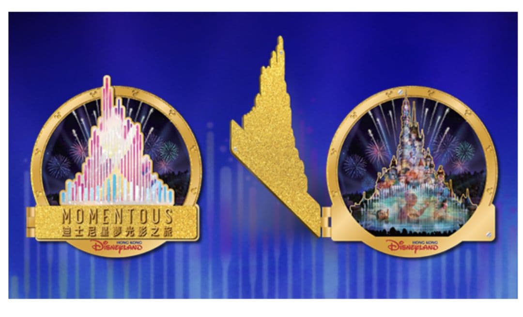 【超激レア、非売品】香港ディズニーランド　Momentous大型ピンバッジ