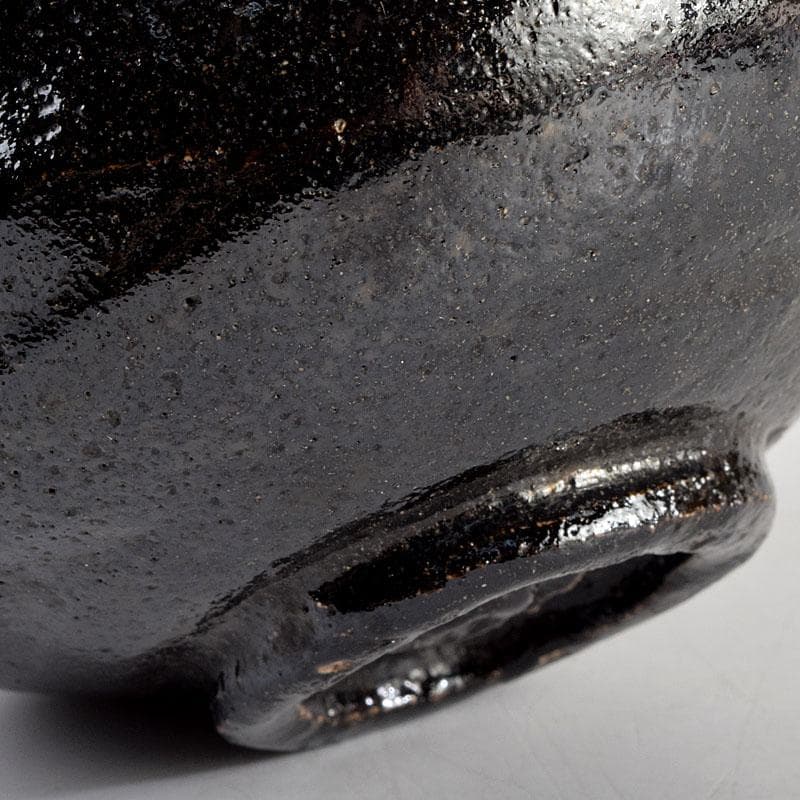 茶道具　楽吉左衛門　黒楽茶碗　時代箱付　V　R9355