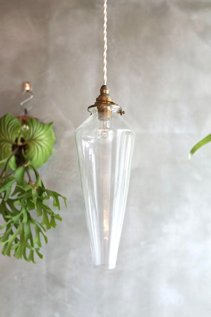 希少品　蠣崎マコト　ガラスランプシェード　作家　つららランプ