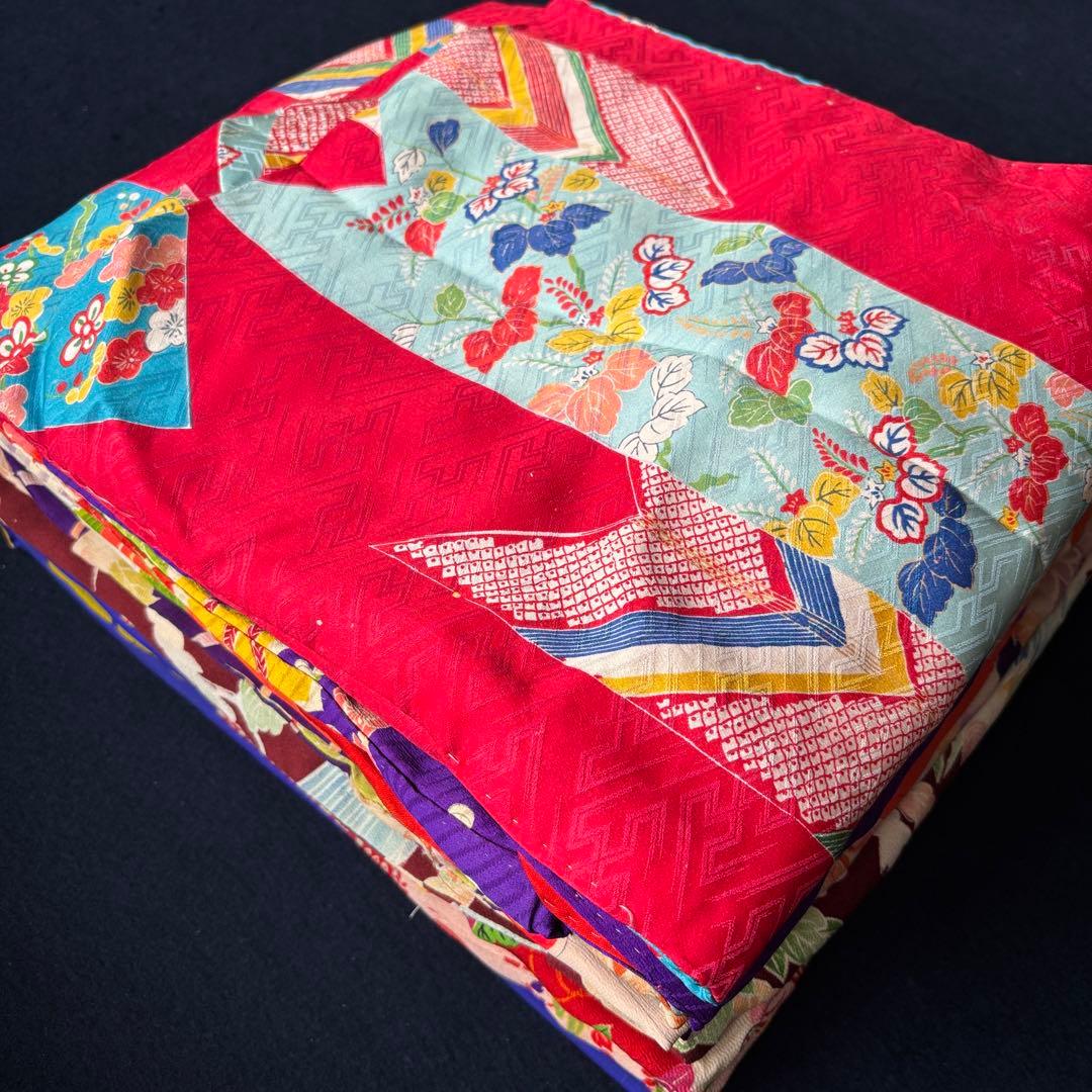 2606 アンティーク子ども着物錦紗襦袢9枚おまとめ売り材料正絹