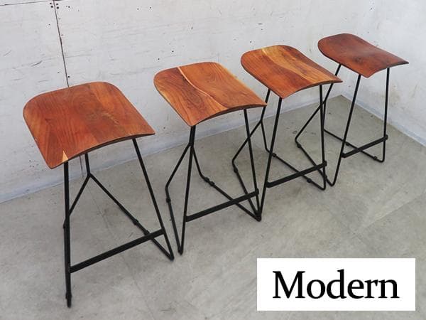 展示品■アカシア無垢材■カウンターチェア■4脚セット■北欧モダンスタイル■