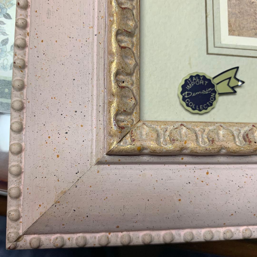 新品ドマンイタリア製インテリアアート額装複製画水彩画クロシロ猫ハチワレ茶白猫の絵