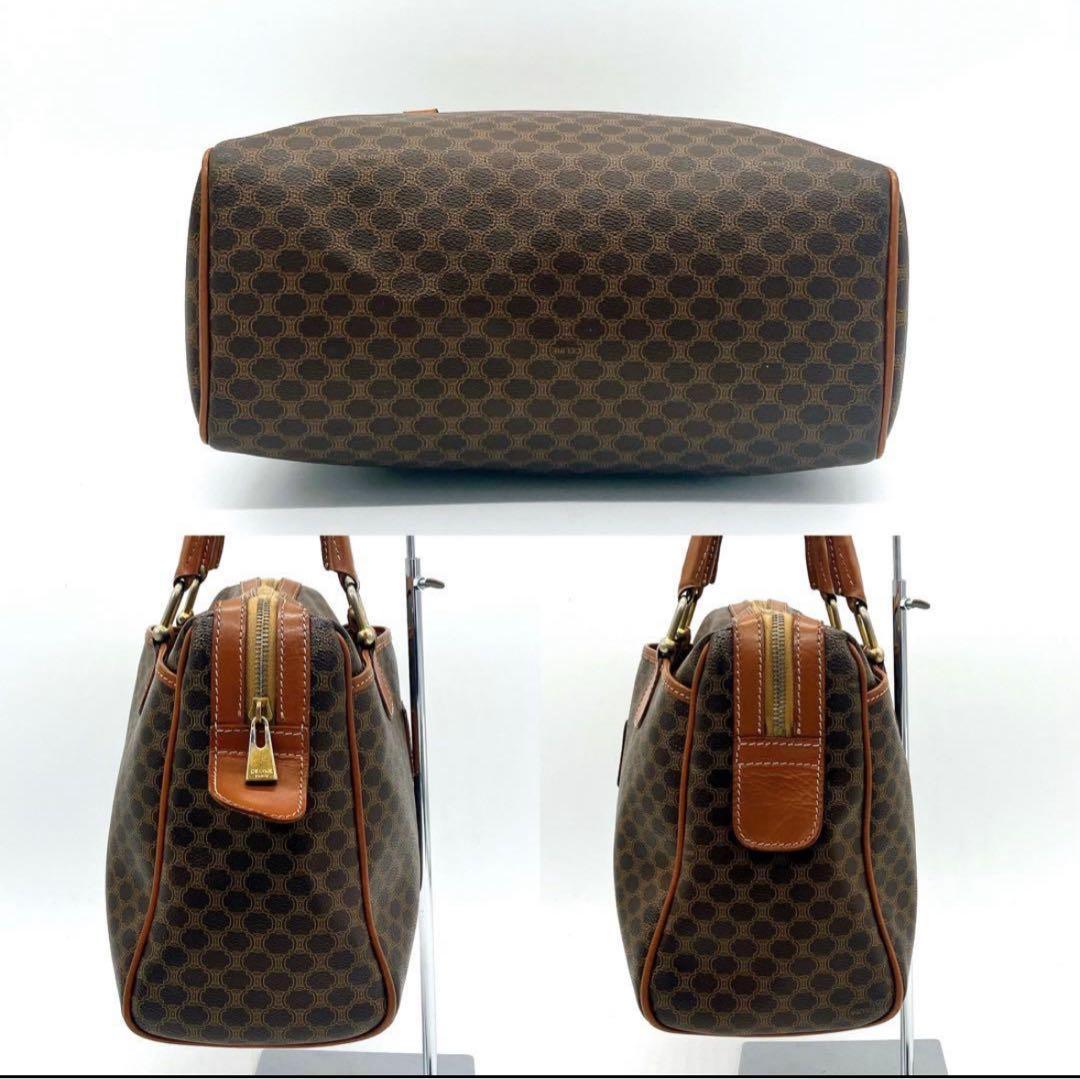 CELINE】ミニボストンバッグ　マカダム柄　ゴールド金具　PVC