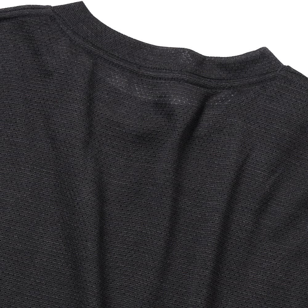 COMOLI ブラック ウールメッシュノースリーブタンクトップ